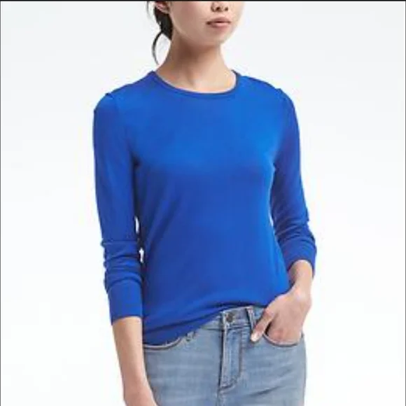 Banana Republic Royal Blue Silk Cashmere Sweater Large NWT - Picture 3 of 8